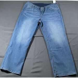 Time and Tru Maternity Straight Leg Jeans XL 16-18 Light Wash Full Belly Band